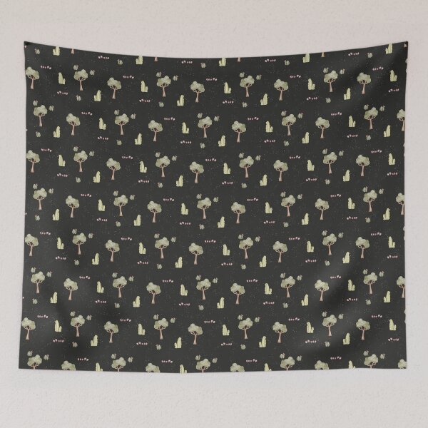 Item preview, Watercolor Desert Trees and Cacti Charcoal Black Pattern designed and sold by svitlaarty.
