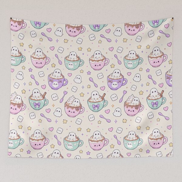 Item preview, Kawaii Ghost Latte Pattern designed and sold by Soft Berry Studio.