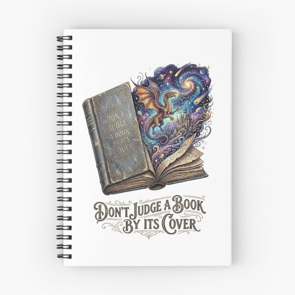 Item preview, Don't Judge a Book By Its Cover - Fantasy Magic Dragon and Galaxy Book Vector Design designed and sold by Nubian Style.