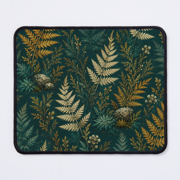 Item preview, Dark Green Botanical Fern Pattern with Gold Foliage designed and sold by aminz4.