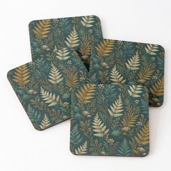 Item preview, Dark Green Botanical Fern Pattern with Gold Foliage designed and sold by aminz4.
