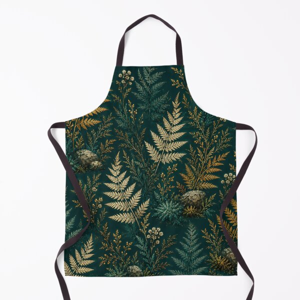 Item preview, Dark Green Botanical Fern Pattern with Gold Foliage designed and sold by aminz4.
