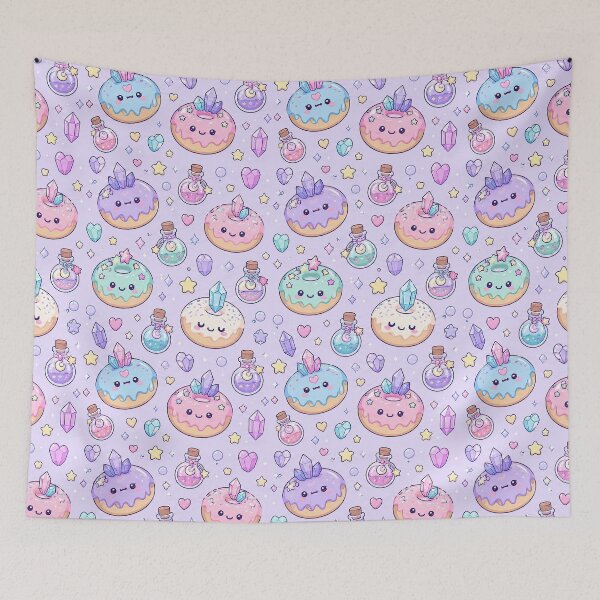Item preview, Kawaii Potion Donut Pattern designed and sold by Soft Berry Studio.