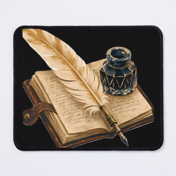 Item preview, Vintage Magic Book and Quill Pen Art designed and sold by Funnygiftsstudio .