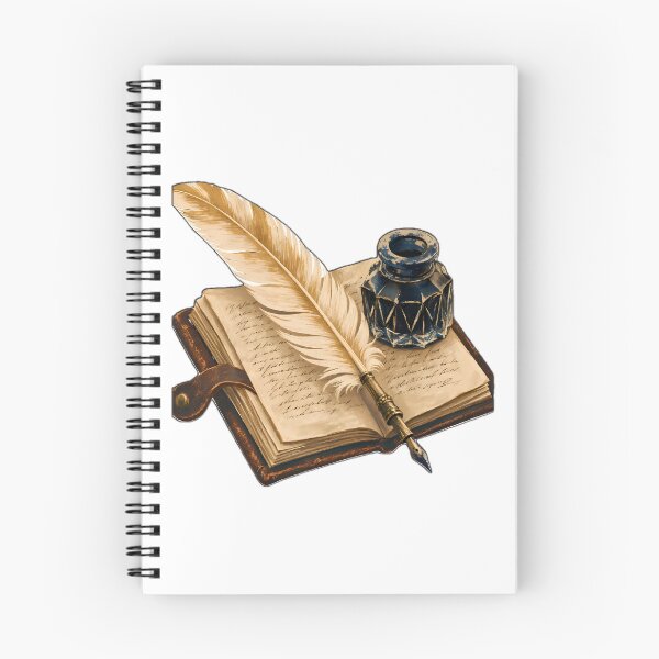 Item preview, Vintage Magic Book and Quill Pen Art designed and sold by Funnygiftsstudio .