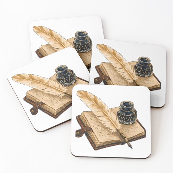 Item preview, Vintage Magic Book and Quill Pen Art designed and sold by Funnygiftsstudio .