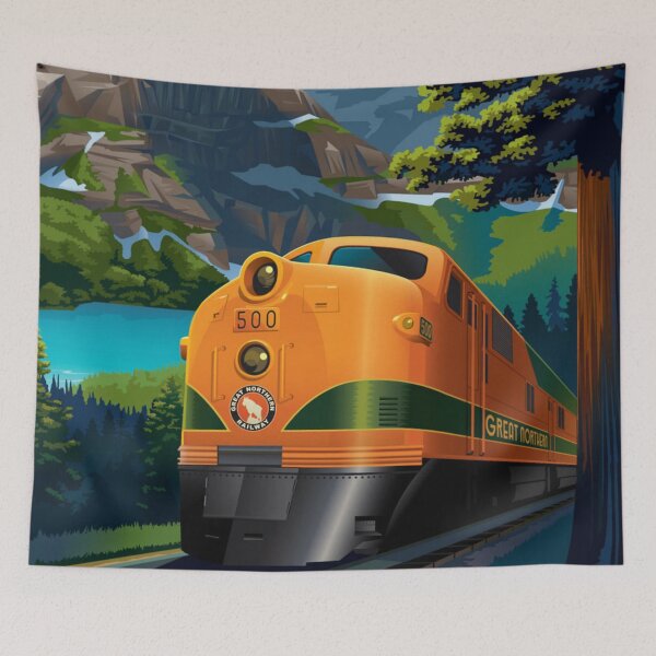 Item preview, Empire Builder Great Northern Railway Steam Engine Train Design Art Print Poster Wall Tee Vest  designed and sold by Cool Robot Bro..