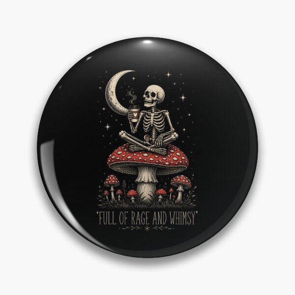 Item preview, Witchcore Esqueleto sentado en una seta con luna y estrellas designed and sold by ROUX-ART.