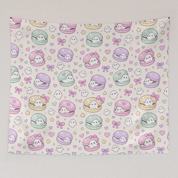 Item preview, Kawaii Ghost Macaron Pattern designed and sold by Soft Berry Studio.