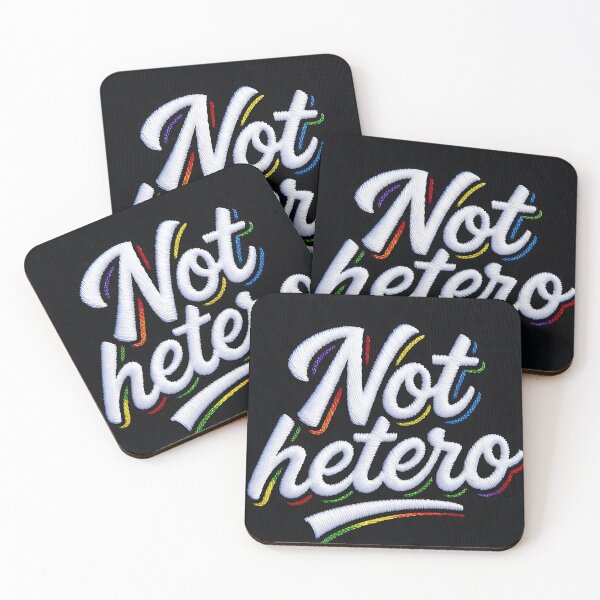 Item preview, Not Hetero Embroidery Effect Print - LGBTQ+ Pride Rainbow Stitch Quote Design designed and sold by ZhivanCrimson.