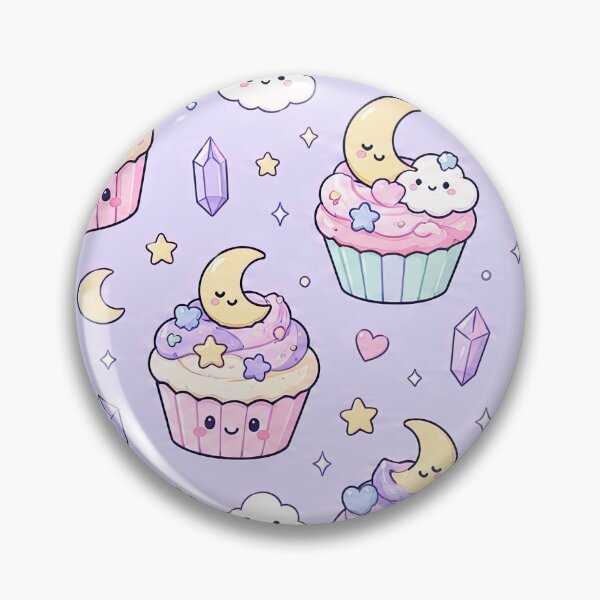 Item preview, Kawaii Moon Cupcake Pattern designed and sold by Soft Berry Studio.