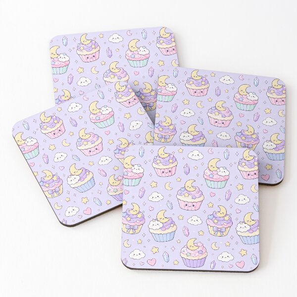 Item preview, Kawaii Moon Cupcake Pattern designed and sold by Soft Berry Studio.