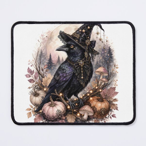 Item preview, Gothic Witch Raven – Autumn Moon & Pumpkin designed and sold by Raven Rune Atelier.