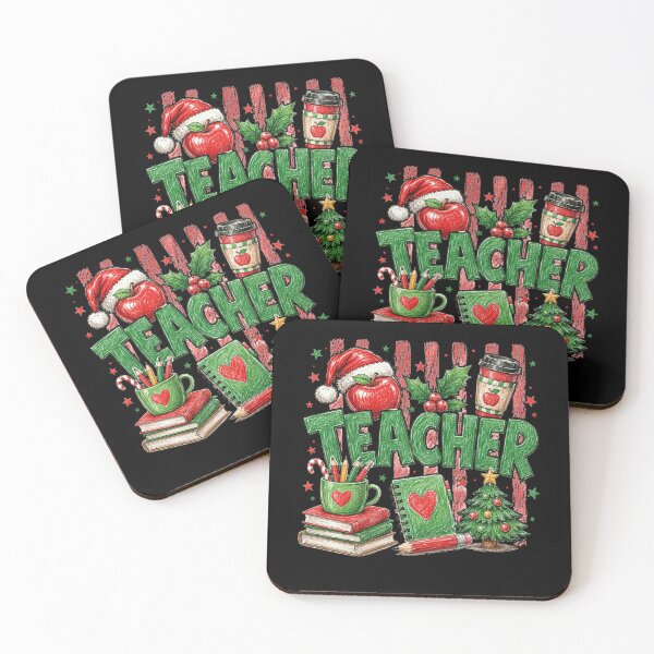 Item preview, Teacher Christmas Apple and Holiday School Supplies Art designed and sold by ROUX-ART.