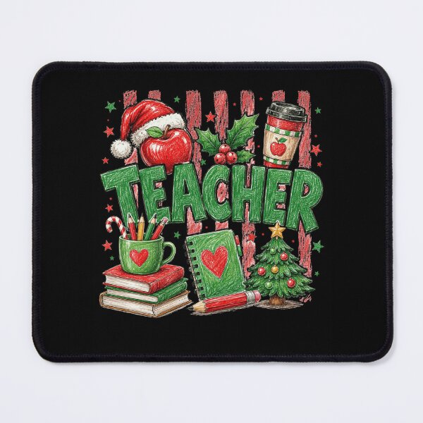 Item preview, Teacher Christmas Apple and Holiday School Supplies Art designed and sold by ROUX-ART.