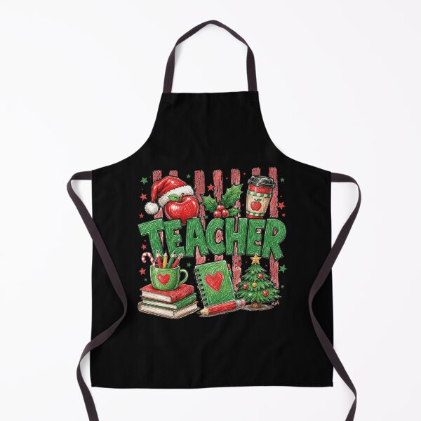 Item preview, Teacher Christmas Apple and Holiday School Supplies Art designed and sold by ROUX-ART.