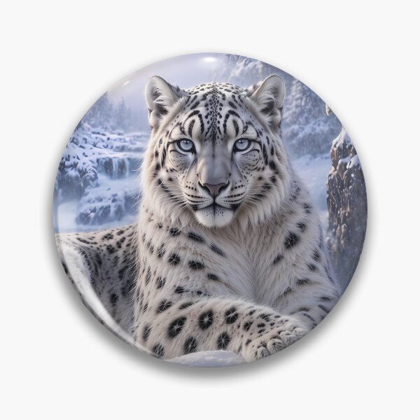 Artikelvorschau, Snow Leopard in Frozen Mountain Waterfall – Winter Wildlife Art entworfen und verkauft von ManJiangHong.