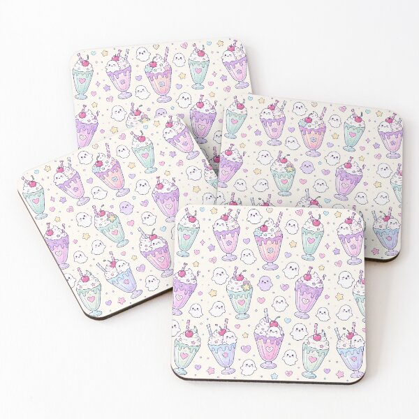 Item preview, Kawaii Ghost Milkshake Pattern designed and sold by Soft Berry Studio.