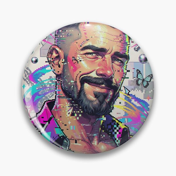 Item preview, Glitch Art Bearded Man Portrait Print - Vaporwave Y2K Digital Distortion Design designed and sold by ZhivanCrimson.