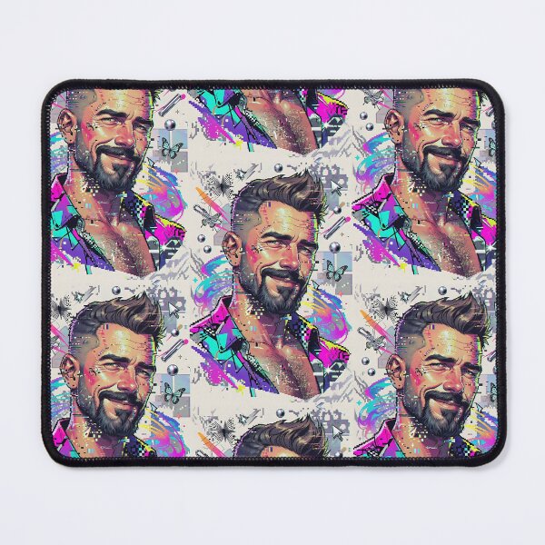 Item preview, Glitch Art Bearded Man Portrait Print - Vaporwave Y2K Digital Distortion Design designed and sold by ZhivanCrimson.
