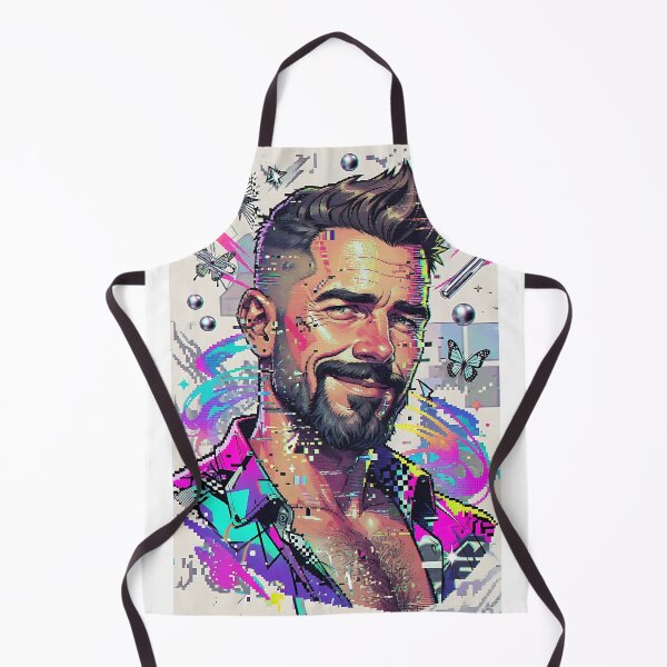 Item preview, Glitch Art Bearded Man Portrait Print - Vaporwave Y2K Digital Distortion Design designed and sold by ZhivanCrimson.