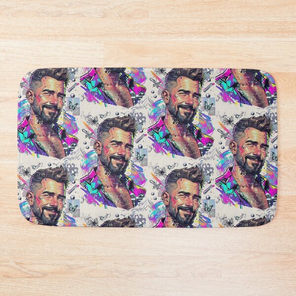 Item preview, Glitch Art Bearded Man Portrait Print - Vaporwave Y2K Digital Distortion Design designed and sold by ZhivanCrimson.