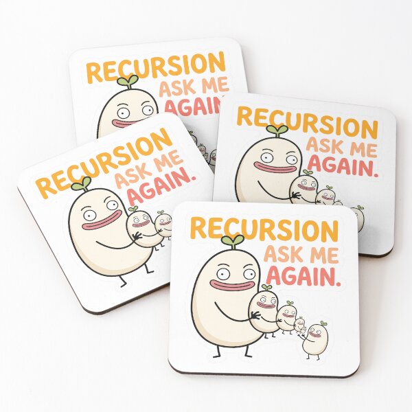 Item preview, Recursion Ask Me Again Funny Programmer Meme designed and sold by CreativeArtisanPrints Shop.