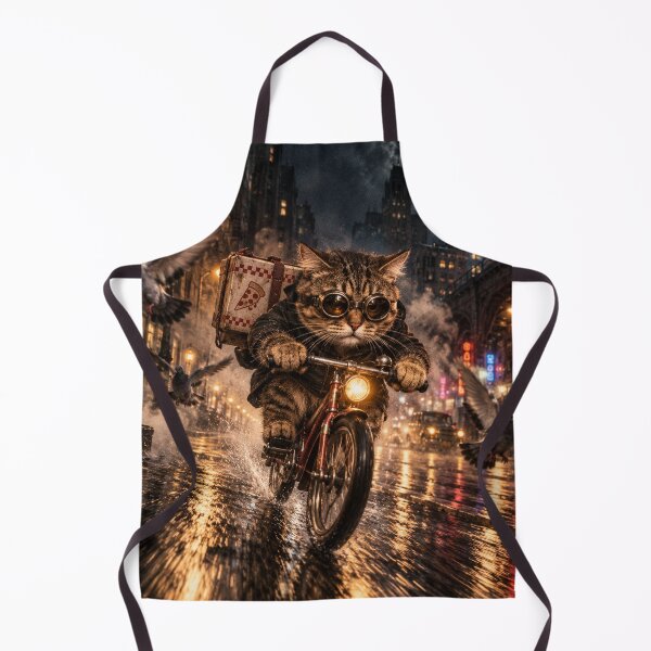 Item preview, Pizza Delivery Cat on Bicycle – Retro Night City Adventure designed and sold by will freed18.