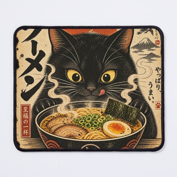 Item preview, Black Cat Eating Ramen – Vintage Japanese Food Love designed and sold by will freed18.