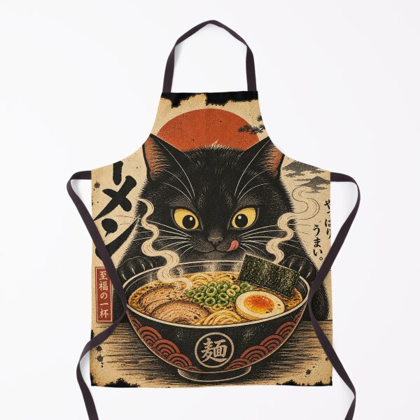 Item preview, Black Cat Eating Ramen – Vintage Japanese Food Love designed and sold by will freed18.
