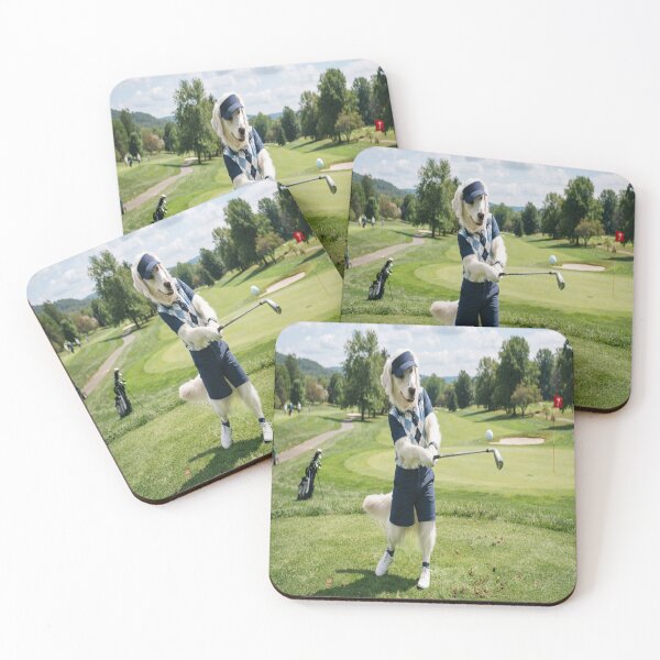 Item preview, Funny Golden Retriever Playing Golf on the Green designed and sold by AfresStudio.