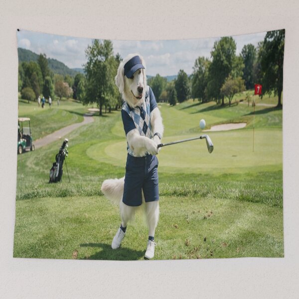 Item preview, Funny Golden Retriever Playing Golf on the Green designed and sold by AfresStudio.
