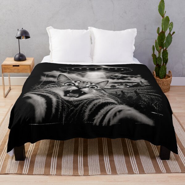 Item preview, UFO Cat Selfie – Funny Alien Abduction Retro designed and sold by will freed18.