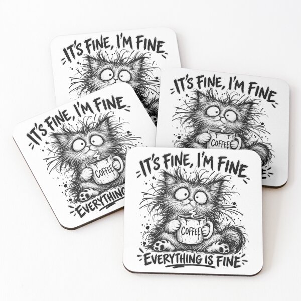 Item preview, It’s Fine I’m Fine Everything Is Fine – Funny Coffee Cat designed and sold by will freed18.