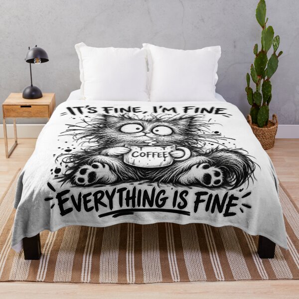 Item preview, It’s Fine I’m Fine Everything Is Fine – Funny Coffee Cat designed and sold by will freed18.