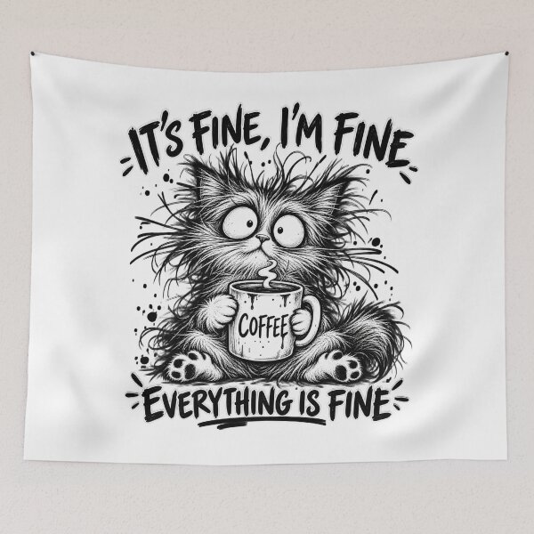 Item preview, It’s Fine I’m Fine Everything Is Fine – Funny Coffee Cat designed and sold by will freed18.