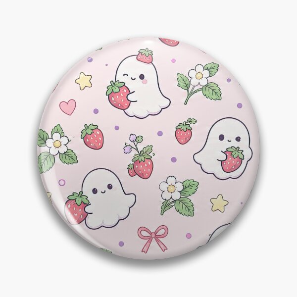 Item preview, Kawaii Strawberry Ghost Pattern designed and sold by Soft Berry Studio.