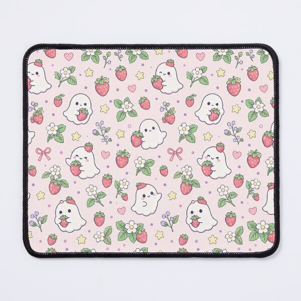 Item preview, Kawaii Strawberry Ghost Pattern designed and sold by Soft Berry Studio.