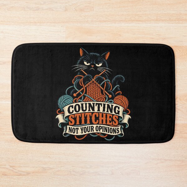 Item preview, Counting Stitches Not Your Opinions Funny Knitting Cat designed and sold by Text2tee.