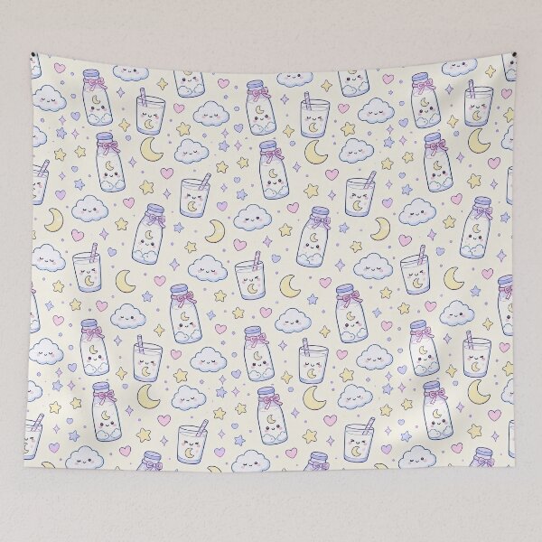 Item preview, Kawaii Moon Milk Pattern designed and sold by Soft Berry Studio.
