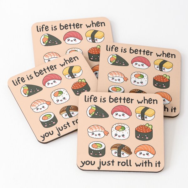 Item preview, Sushi roll quote | life inspirational | just roll with it designed and sold by lotsofniches.