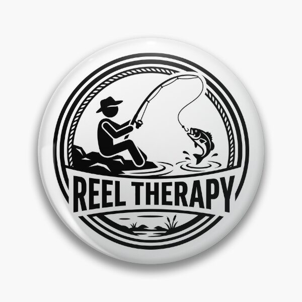 Item preview, Reel Therapy - Fisherman Catching Fish Emblem designed and sold by ThreadRiotTees.
