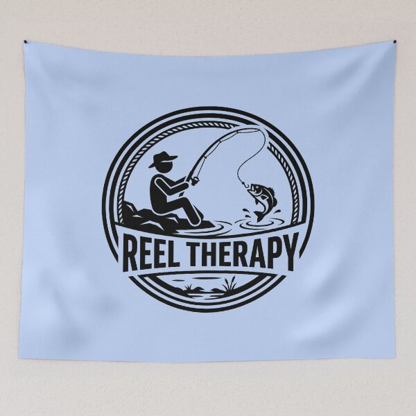 Item preview, Reel Therapy - Fisherman Catching Fish Emblem designed and sold by ThreadRiotTees.