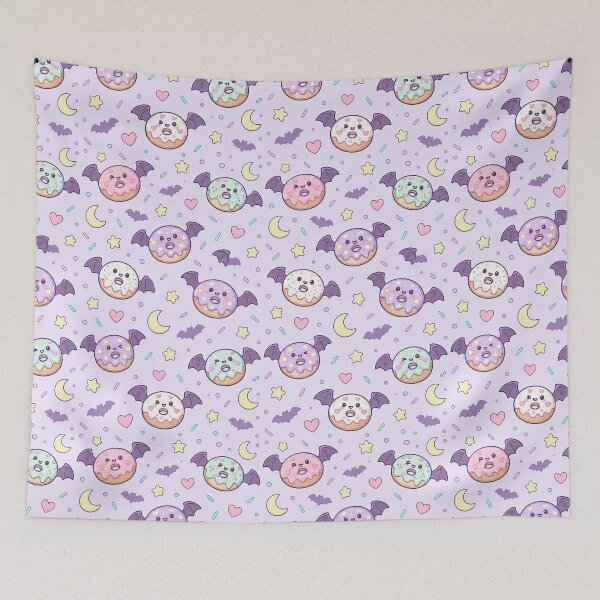 Item preview, Kawaii Bat Donut Pattern designed and sold by Soft Berry Studio.
