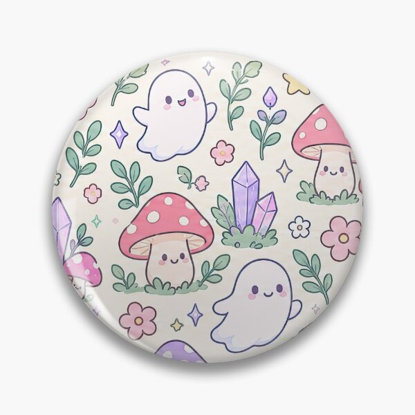 Item preview, Kawaii Ghost Mushroom Pattern designed and sold by Soft Berry Studio.