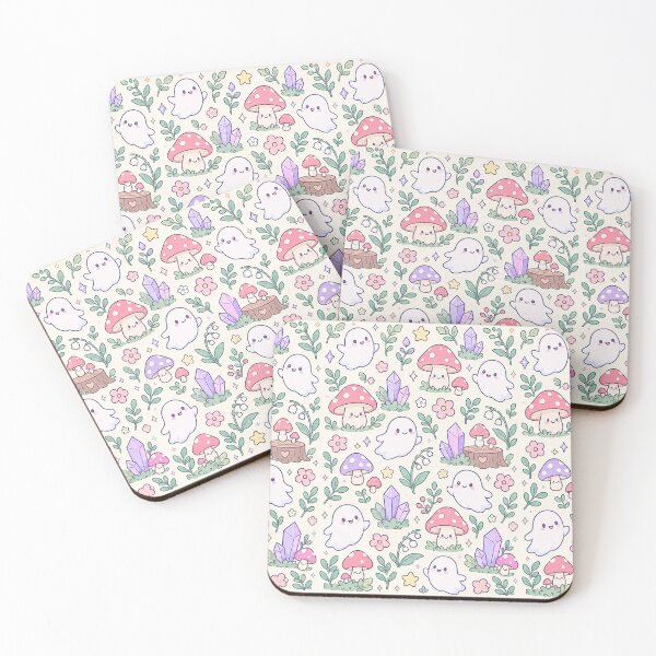 Item preview, Kawaii Ghost Mushroom Pattern designed and sold by Soft Berry Studio.