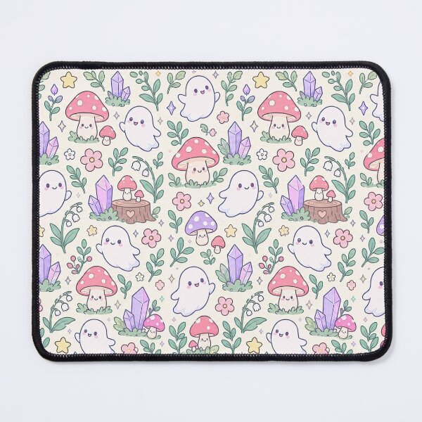 Item preview, Kawaii Ghost Mushroom Pattern designed and sold by Soft Berry Studio.