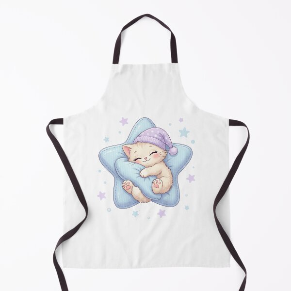 Item preview, Star Pillow Kitten – Sleeping Baby Cat Motif designed and sold by Herzbaumatelier.