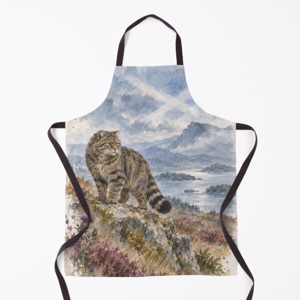 Item preview, Scottish Wildcat Wall Art Heritage Watercolour Highlands Print designed and sold by ArcanePrintsxo.