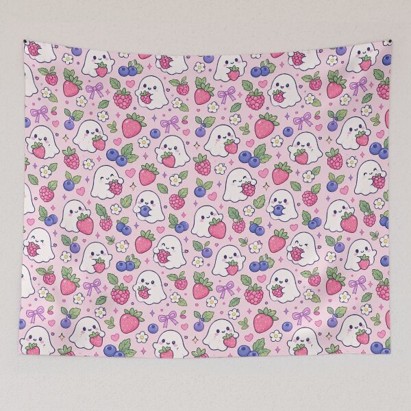 Item preview, Kawaii Ghost Berry Pattern designed and sold by Soft Berry Studio.